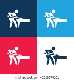 Billiard blue and red four color minimal icon set