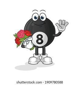 billiard with bouquet mascot. cartoon vector