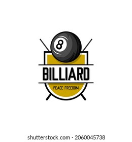 billiard cafe logo illustration vector, 8 ball