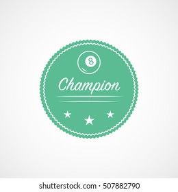 Billiard Champion Emblem Green Flat Icon On White Background