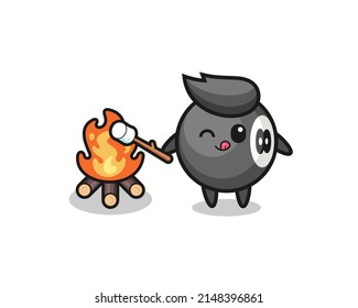 personaje de billar está quemando malvavisco, diseño bonito