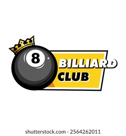 Billiard Club with King Crown Logo Design