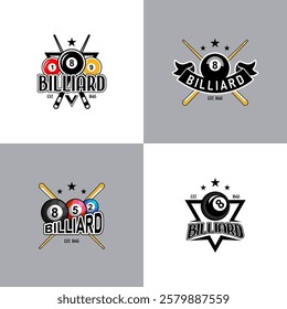 Billiard Club Logo Design Sports Stock Vector