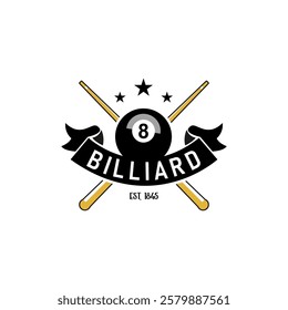 Billiard Club Logo Design Sports Stock Vector