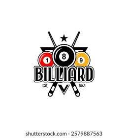 Billiard Club Logo Design Sports Stock Vector