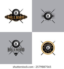 Billiard Club Logo Design Sports Stock Vector