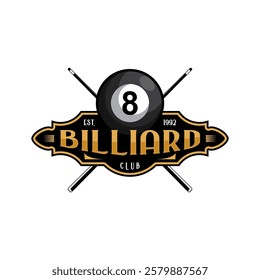 Billiard Club Logo Design Sports Stock Vector