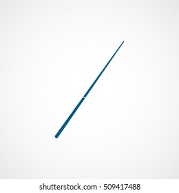 Billiard Cue Blue Flat Icon On White Background