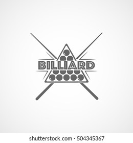 Billiard Cue Cross Emblem Flat Icon On White Background