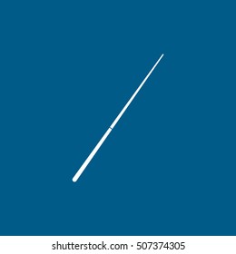 Billiard Cue Flat Icon On Blue Background