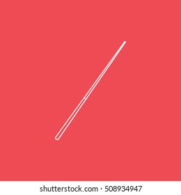 Billiard Cue Line Icon On Red Background