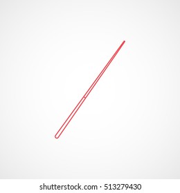 Billiard Cue Red Line Icon On White Background