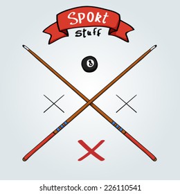 Billiard cue. Sport stuff.