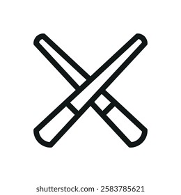 Billiard cue stick line icon, pool cues vector symbol with editable stroke