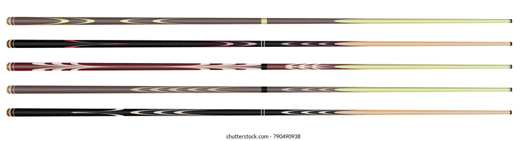 billiard cue sticks on white background. vector image