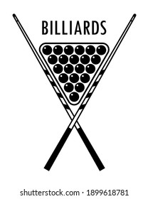 Ilustración vectorial de Cues y Bolas Billiard