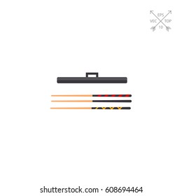 Billiard Cues with Case Icon