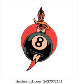 billiard dagger tattoo vector design