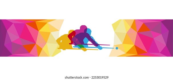 Billiard design graphic with player in action in vector quality. For use as a sports and hobby logo. 