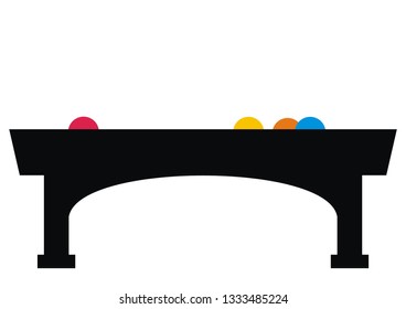 Billiard desk, black vector icon with multicolored spheres. Concept for billiards.