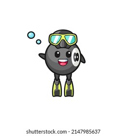 the billiard diver cartoon character , cute design