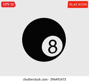 Billiard eight ball icon isolated with shadow.Pool ball.Vector illustration