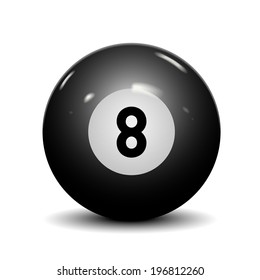 Billiard eight ball isolated on white background. Vector illustration