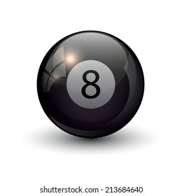 billiard eight ball on white background.vector illustration