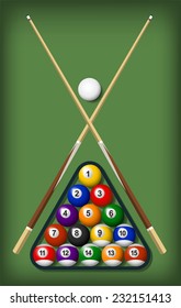 billiard elements set vector cartoon illustrations