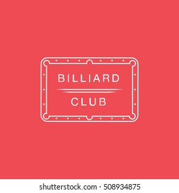 Billiard Emblem Line Icon On Red Background
