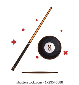Ilustración de vectores de equipos Billiard. Estilo de dibujo plano