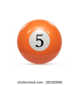 Billiard five ball isolated on a white background vector illustration