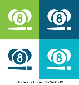 Juego de iconos mínimo de cuatro colores Plano Billar