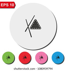 The billiard flat round colorful vector icon. Game symbol.