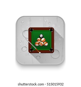 billiard game icon With long shadow over app button