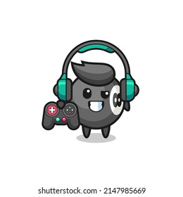billiard gamer mascot holding a game controller , cute design