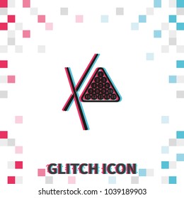 The billiard  glitch effect vector icon. Game symbol.
