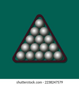 Billiard graphic icon. Billiard balls sign isolated on green background. Vector illustration