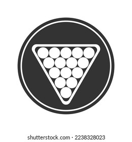 Billiard graphic icon. Billiard balls sign in the circle isolated on white background. Vector illustration