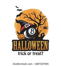Billiard Halloween Moon Theme Logo