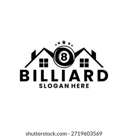 Billiard house logo design vector template, Billiard ball house logo design vector icon