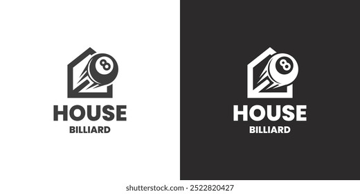 design de logotipo de vetor de casa de bilhar