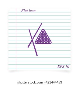 The billiard icon. Game symbol. Flat illustration