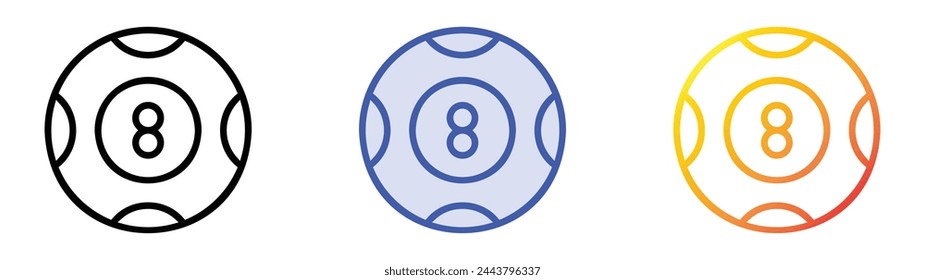 billiard icon. Linear, Blue Fill and Gradient Style Design Isolated On White Background