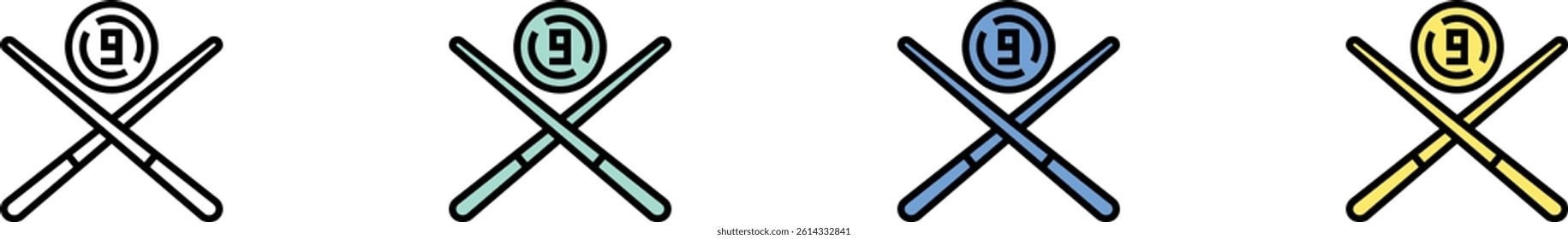 billiard icon. Outline, Green, Blue and Yellow Style Design Isolated On White Background
