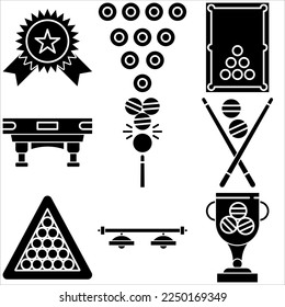 Billiard icon set glyph style part four