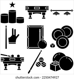 Billiard icon set glyph style part two