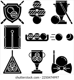 Billiard icon set glyph style part three