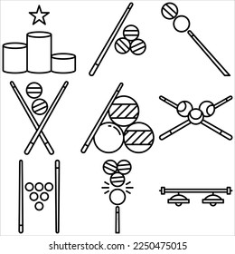 Billiard icon set outline style part three