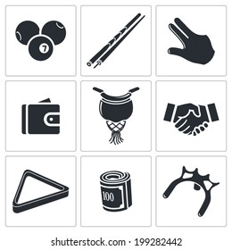 Billiard icons set 